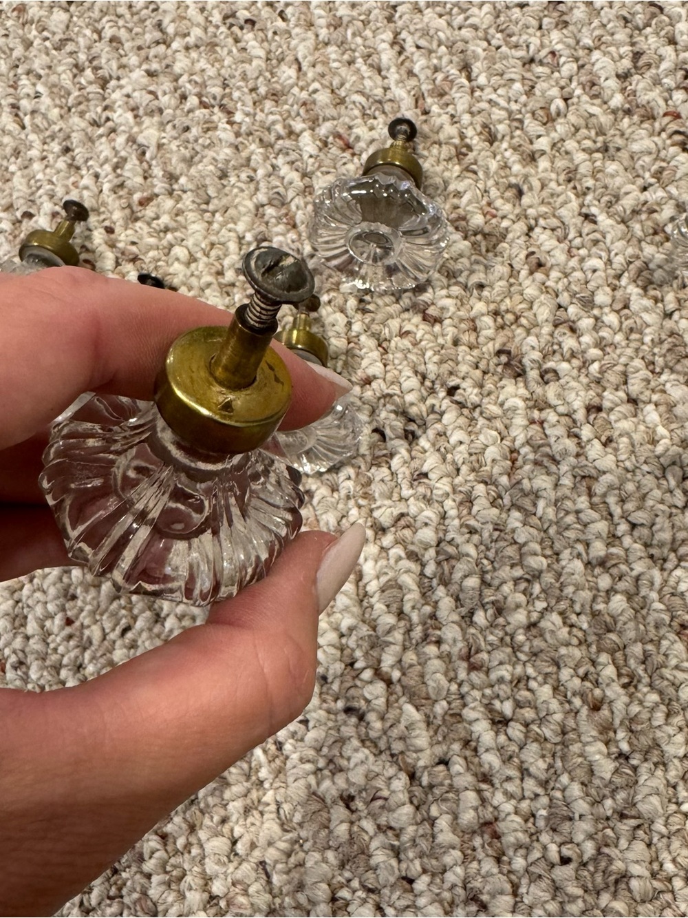 Antique Clear Heavy Crystal Drawer Pull Knobs - Picture 4 of 11